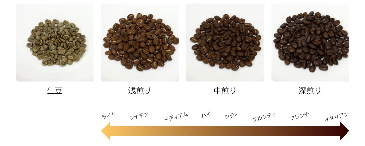 コーヒー豆の焙煎度合い