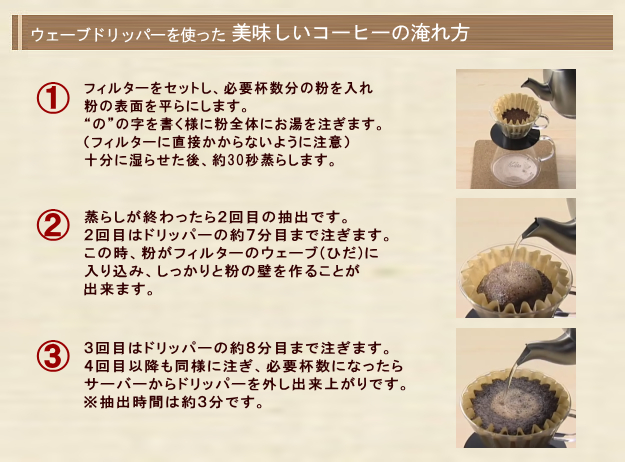 カリタ・ウェーブシリーズは手軽にプロ並みのコーヒーを淹れる事が可能です。